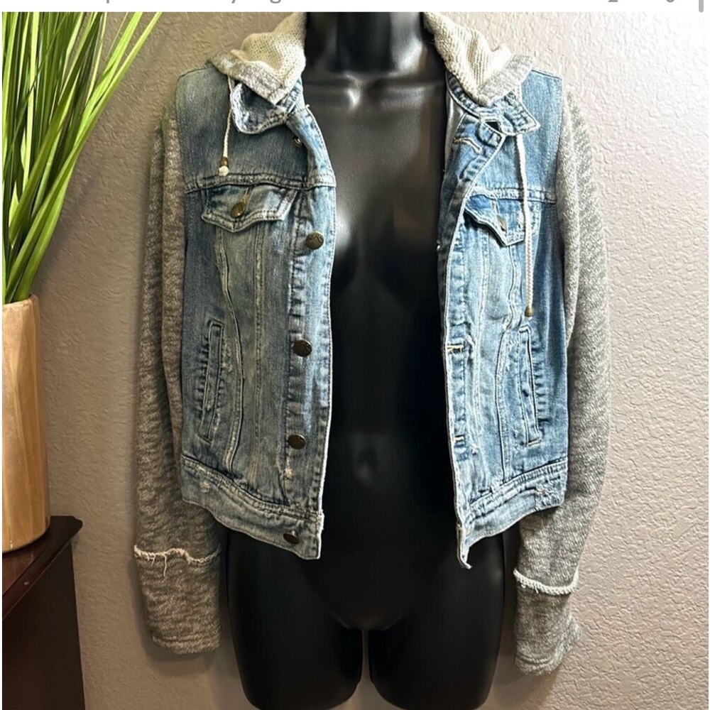 Free People Denim Jacket with Removable Hood. Size xsmall.
